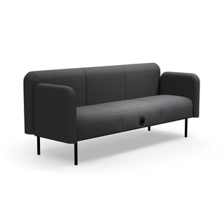 Soffa VARIETY, 3-sits, USB-C/220V-uttag, tyg Blues CSII, antracitgrå