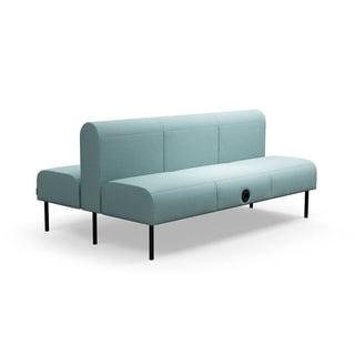 Modulsoffa VARIETY, 3-sits, USB-C/220V-uttag, dubbel, tyg Pod CS, turkos