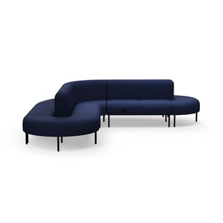 Soffa VARIETY, L-sweep, USB-C/220V-uttag, tyg Pod CS, marinblå