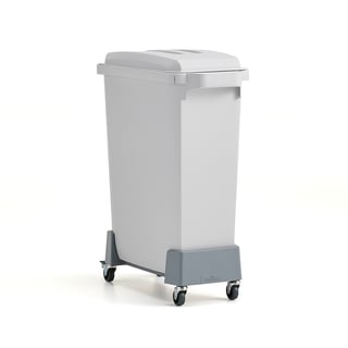 Avfallsbehållare OLIVER, 60 liter, grått lock + vagn