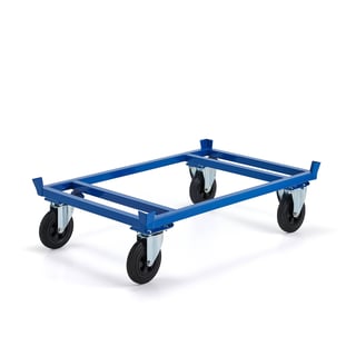 Nizek varen paletni voziček FRAME, nosilnost 500 kg, gumijasta kolesa Ø 200 mm, 120x800x305 mm