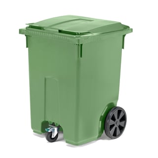 Rolcontainer CLASSIC met geremd zwenkwiel, 370 l, groen