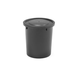 Plasttunna BENJAMIN med lock, 35 liter, svart