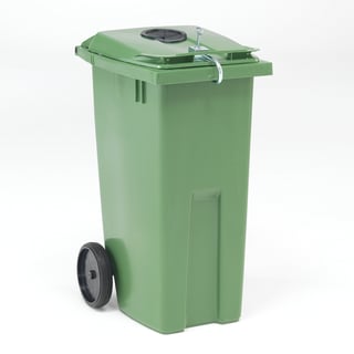 Afsluitbare rolcontainer voor blikjes/flessen EDWARD, 1075 x 545 x 690 mm, 190 l, groen