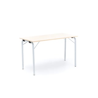 Folding table NICKE, 1200x500x720 mm, alu grey, birch laminate