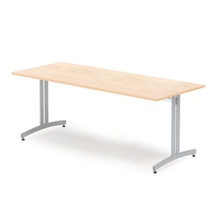 Canteen table, 1800x800x720 mm, beige linoleum, alu grey