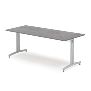 Canteen table, 1800x800x720 mm, dark grey linoleum, alu grey