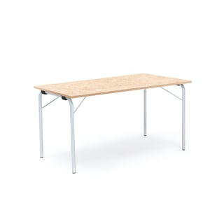 Klapptisch NICKE, 1400x700x720 mm, alugrau, Linoleum beige