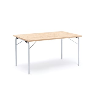 Folding table NICKE, 1400x800x720 mm, alu grey, beige linoleum