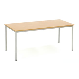 Canteen table JAMIE, 1800x800x735 mm, beech laminate, alu grey