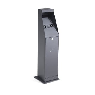 Free standing cigarette bin GRANT, 860x235x235 mm, 4.4 L, black