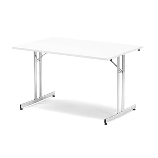 Folding meeting table EMILY, 1200x800x720 mm, white, chrome