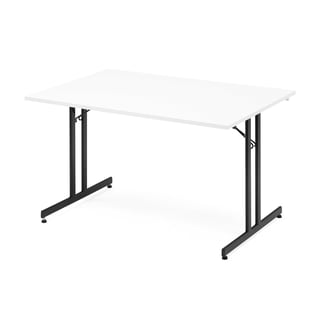 Folding meeting table EMILY, 1200x800x720 mm, white, black