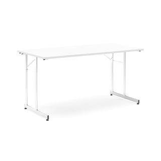 Office folding table CLAIRE, 1400x700x720 mm, white, chrome