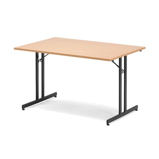 Folding meeting table EMILY, 1200x800x720 mm, beech, black