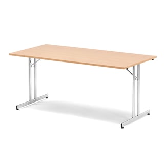 Inklapbare tafel EMILY, 1800 x 800 x 720 mm, beuken, chroom