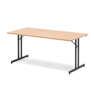 Klapptisch EMILY, 1800 x 800 mm, Laminat Buche/schwarz