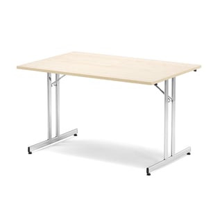 Inklapbare tafel EMILY, 1200 x 800 x 720 mm, berken, chroom