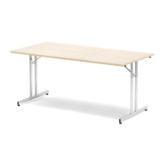 Folding meeting table EMILY, 1800x800x720 mm, birch, chrome