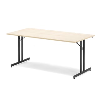 Klapptisch EMILY, 1800 x 800 mm, Laminat Birke/schwarz