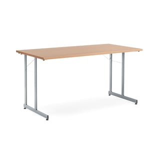 Basic vergadertafel CLAIRE, 1400 x 700 x 720 mm, beuken, alu grijs