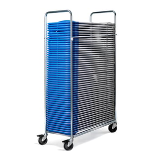 Chair trolley + 50 chairs, blue