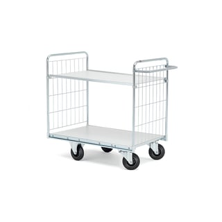 Soepelrollende etagewagen CARRIER, 2 planken, 1000 x 600 mm