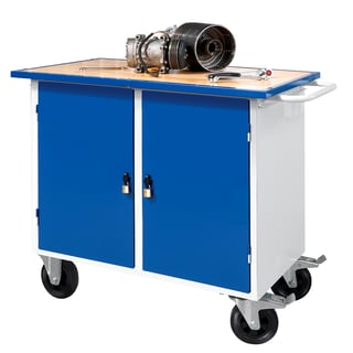 Workbench FLEX, mobile, 2 cabinets, 1100x595x900 mm