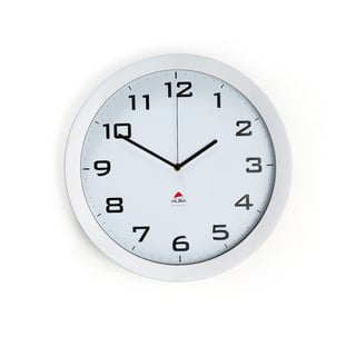 Wall clock, Ø 380 mm, white face, silver frame, silent running