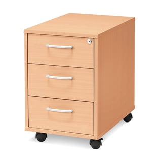 Mobile pedestal FLEXUS, 3 drawers, 600x400x600 mm, beech