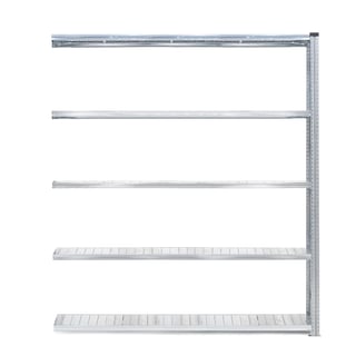 Galvanised shelving TRANSFORM, add-on unit, 5 shelves, 2500x1800x400 mm