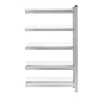 Galvanised shelving TRANSFORM, add-on unit, 5 wire shelves, 1972x900x500 mm