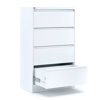 Side filing cabinet INDEX, A4 size, 4 drawers, 800x425x1320 mm, white