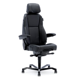 Ramsey 24hr chair, s rukonaslonom i naslonom za glavu, crna koža