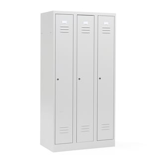 Clothes locker CAMPUS, 3 modules, 3 doors, 1800x900x500 mm, light grey