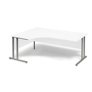 Ergonomic corner desk FLEXUS, L/H, 1800x1200x720 mm, white laminate