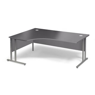 Hjørneskrivebord FLEXUS, innsynsskjerming, venstre, L1800 B1200 H720 mm, grå laminat