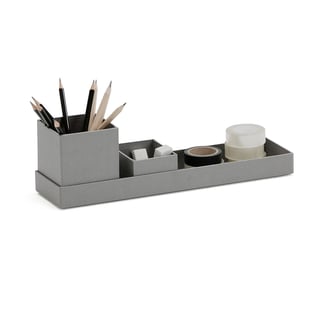 Desktop organiser TIDY, 100x350x90mm, grey paper laminate