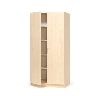 Lagerschrank THEO aus Holz, mit deckenhohen Türen, 1000x470x2100 mm, Birke