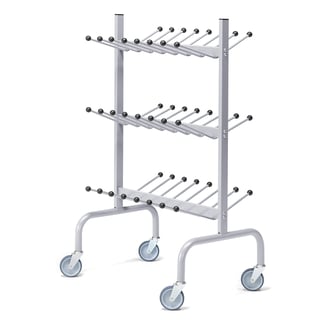 Mobile shoe rack, 48 hangers, silver