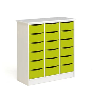 Drawer unit BJÖRKAVI, 18 drawers, 860x400x980 mm, white, green