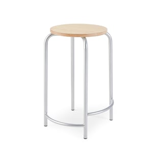 Stool AIDA II, H 630 mm, silver, birch