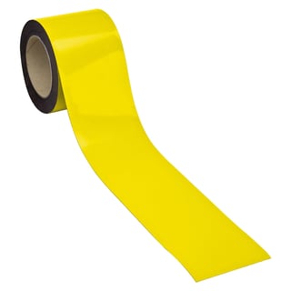 Magnetic easy wipe racking strip, 90 mm x 10 m, yellow