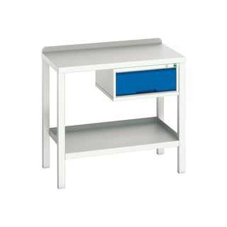 Steel workbench with drawer BOTT®, 350 kg load, 1000x600x910 mm, steel