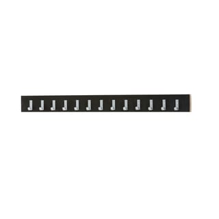 Coat rail HÄNGA, 2000 mm, 13 single hooks, black