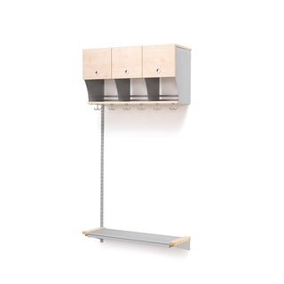 Cloakroom unit JEPPE with doors, add-on unit, 900x1800 mm, birch, alu