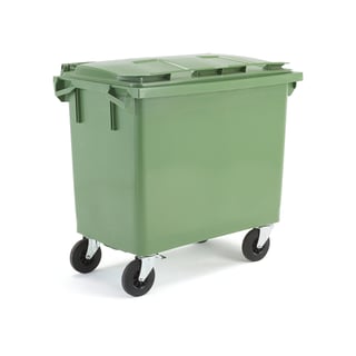 Rolcontainer CLASSIC, 1210 x 1255 x 770 mm, 660 l, groen