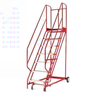 Mobile steps STEPTEK, 7 treads, H 1750 mm, aluminium