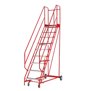 Mobile steps STEPTEK, 9 treads, H 2250 mm, aluminium