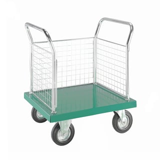 Platform trolley COLOUR, 3 sides, 600x1000 mm, green